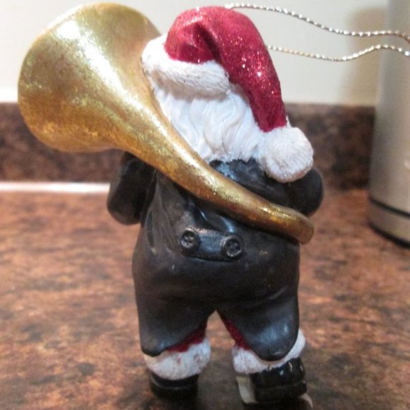 Set of 3 Santa Playing Tuba Ornament - Picture 2 of 2
